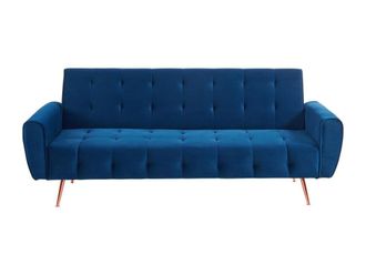 VENTE-UNIQUE.COM Sof&aacute; cama poli&eacute;ster 3 plazas azul el&eacute;ctrico 209x83cm