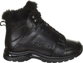 Calvin Klein Leren High-Top Sneaker - Dames - Winterlaarzen - Zwart - 37 EU - Katoen - Schoenen