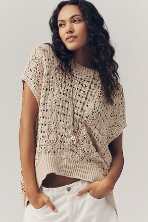 Pilcro Cotton Linen Open Stitch Sweater