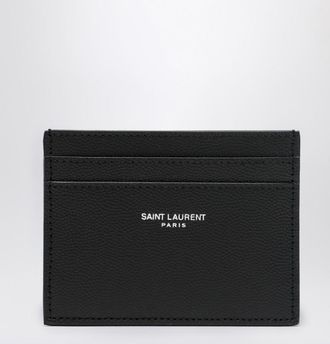 Saint Laurent Black textured leather card holder