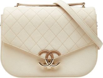 Chanel Beige Grained Calfskin Shopping Bag (Pre-Owned)