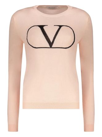 Valentino Garavani crew-neck long-sleeve sweater - women - Virgin Wool - 42 - Pink