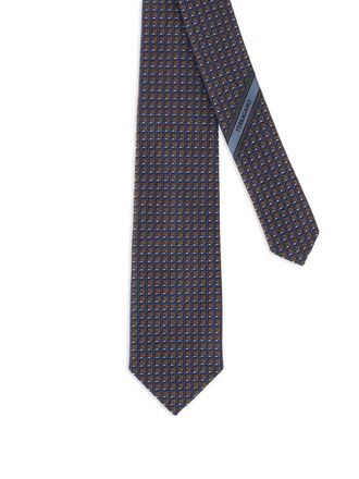 Ferragamo geometric-pattern silk tie - men - Silk - One Size - Blue
