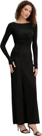Twinset Maxi Jurk met Draping - Dames - Avondkleed - Zwart - XS - Polyester - Kleedjes