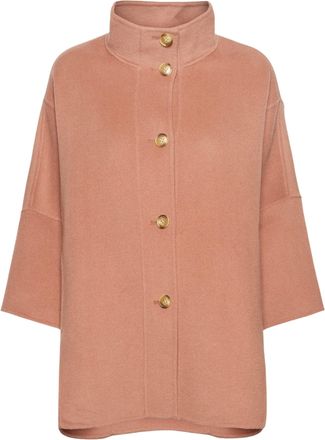Elena Miro Wide-Line Double Wool-Blend Cape