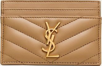 Saint Laurent YSL Monogram Card Case in Quilted Smooth Leather