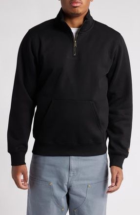 Carhartt Work in Progress Chase Quarter Zip Pullover in Black /Gold at Nordstrom, Size Xx-Large