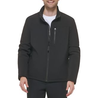 Calvin Klein Mens Sherpa Lined Soft Shell Jacket, Black, Large