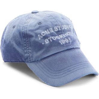 Acne Studios Cuddy Logo Stamp Sunkissed Cotton Twill Baseball Cap in Navy at Nordstrom