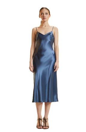 Cynthia Rowley Satin Slip Dress in Denim Blue at Nordstrom, Size 10