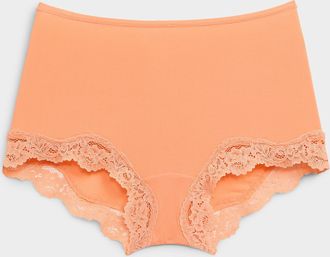 Miiyu Womens Lace trim solid boyshort Nylon and recycled nylon