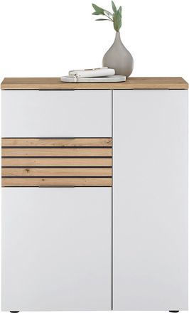 MID.YOU Mid.you Kommode, Weiß, Dunkelgrau, Eiche Artisan, Kunststoff, 4 Fächer, 2 Schubladen, 85x105x38 cm, Beimöbel erhältlich, Kleinmöbel, Kommoden, Kommode