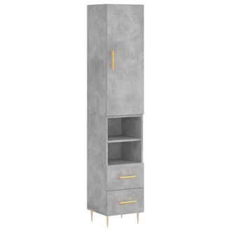 vidaXL Aparador De Madera Contrachapada Gris Hormig&oacute;n 34,5x34x180 Cm Vidaxl