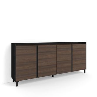 Skraut Home Aparador efecto madera roble oscuro y negro 207x35x91cm con patas