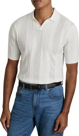 Reiss Kansas Texture Stripe Polo Sweater in White at Nordstrom Rack, Size Xx-Large