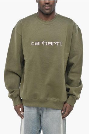 Carhartt Work in Progress Brushed Cotton-Blend Crewneck Sweatshirt with Embroidered Lo size Xxl