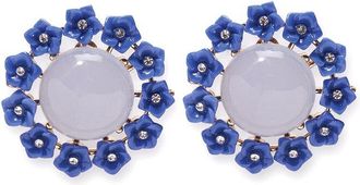 Carolina Herrera Cabochon & Flower Stud Earrings