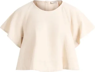 Max Mara Overhemden, Dames, Beige, 2Xs, Katoen, Wkdforte Crop Blouse