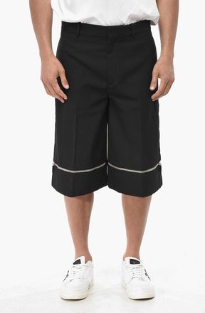 Off-white Shorts in Lana Vergine ZIP TAIL con Chiusura a Scomparsa Off-White
