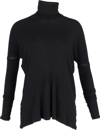Maison Margiela Ribbed Oversized Turtleneck Top in Black Wool