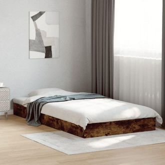 vidaXL Bed Frame without Mattress Smoked Oak 100x200 cm Engineered Wood Vidaxl