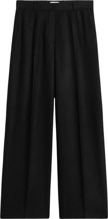 Toteme Wijde Flanellen Broek - Dames - Wijde Broeken - Zwart - M - Wol - Broeken