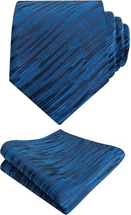 Alizeal Mens Solid Color Ties and Pocket Square Business Formal Fashion Necktie and Hanky Set, teal