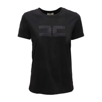 Elisabetta Franchi T-Shirts, female, Black, Size: S Ma-007-56E2 T-Shirt