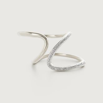 Monica Vinader Sterling Silver Riva Diamond Open Wrap Ring Diamond