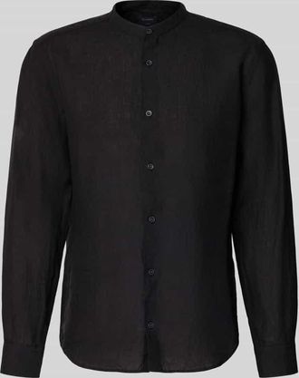 Olymp Level 5 Slim Fit Leinenhemd aus reinen Leinen mit Stehkragen in Black, Gr&ouml;&szlig;e XXL