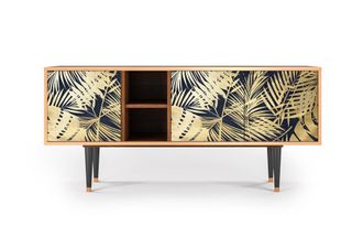 StoryZ Mueble de TV azul y amarillo 3 puertas L 150 cm