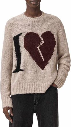 AllSaints Lover Intarsia Sweater in Pebble Brown at Nordstrom, Size Xx-Large