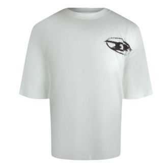 Diesel Heren Logo Katoen Boxy T-shirt (Wit)