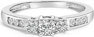 House of Brilliance 10K Gold 1/2 Ctw Diamond Three Stone Ring in White Gold at Nordstrom, Size 7