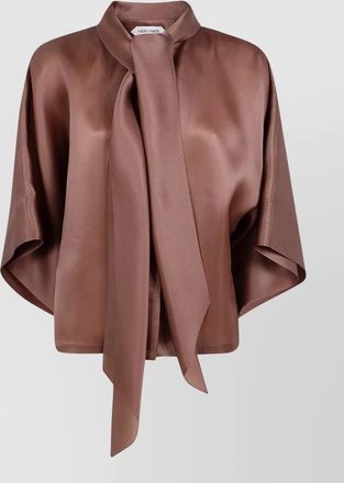 Alberta Ferretti satin cape shirt tie detail sleeves