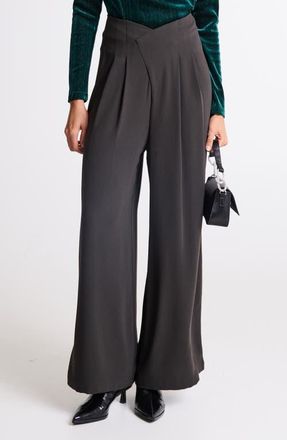 Ichi Ihlinta Pleat Front Wide Leg Pants in Black at Nordstrom, Size 12 Us
