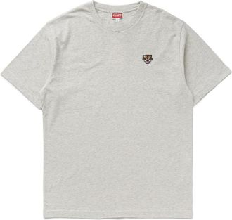 Kenzo Mens Lucky Tiger Embroidered Crest T-Shirt in Grey