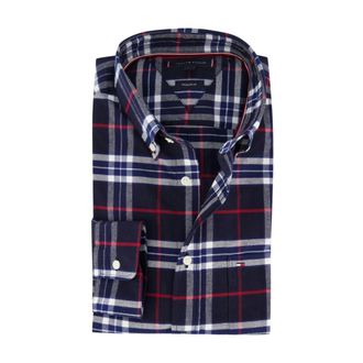Tommy Hilfiger Overhemden, Heren, Blauw, M, Katoen, Regular Fit Check Brushed Oxford Shirt