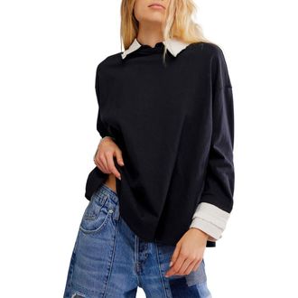 Free People Gianna Layered Look Sweater in Black Combo at Nordstrom Rack, Size Large