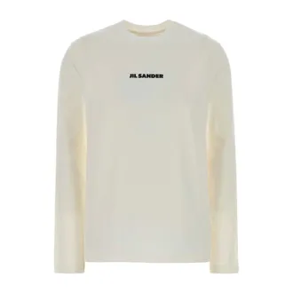 Jil Sander Long Sleeve Tops, female, White, Size: XS Cotton T-Shirt