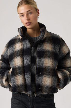 Levi's Brynn Cropped Puffer Jacket - Donna - XS - Marrone / Tessa Shadow Plaid Anthracite Night