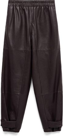 Mango Button Hem Leather Pants in Burgundy at Nordstrom, Size X-Small