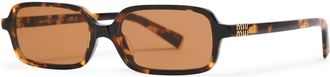 Miu Miu Eyewear Regard Rectangle-frame Designer Sunglasses - Brown - Brown Havana - One Size