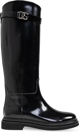 Dolce & Gabbana Hoge Laarzen - Dames - Hoge Laarzen - Zwart - 41 EU - Leer - Schoenen