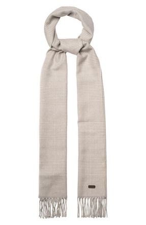Eton Houndsttoh Check Merino Wool Scarf in Light Grey at Nordstrom