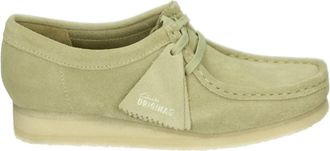 Clarks Groene Su&egrave;de Wallabee Lage Sneakers - Dames - Veterschoenen - Beige - 37 1/2 EU - Su&egrave;de - Schoenen