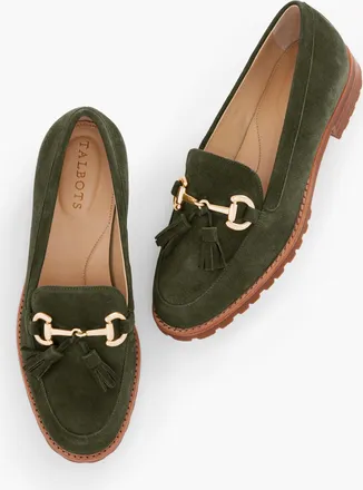 Talbots Cassidy Tassel Loafers - Suede - Forest Night - 10 1/2 M Talbots