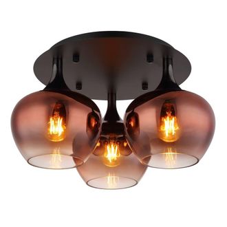 Netlighting Maxy Globe Ceiling Light Matt Black Copper Glass Shade 3x E27