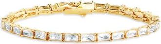 Sterling Forever Blanche Cubic Zirconia Tennis Bracelet in Gold at Nordstrom, Size Medium