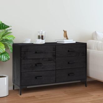 vidaXL Aparador De Madera Maciza De Pino Negro 110x35x70 Cm Vidaxl
